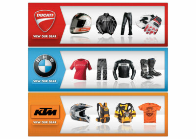 Various Web Banners - Created with Adobe Creative Suite by CJ Mascarelli for GO AZ Motorcycles.