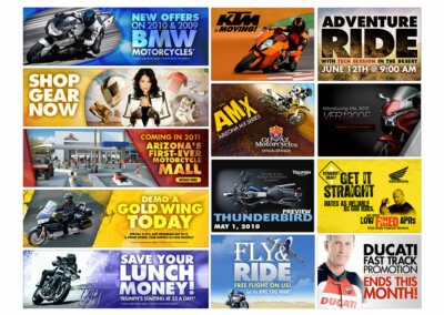 Various Web Ads - Created with Adobe Creative Suite by CJ Mascarelli for GO AZ Motorcycles.