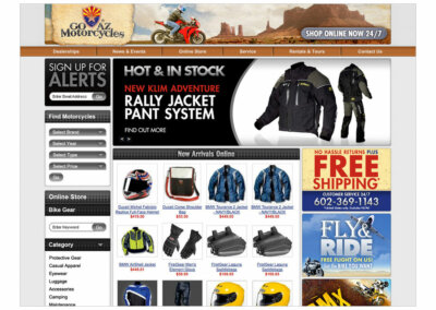 Website Layout created with Adobe Creative Suite by CJ Mascarelli for GO AZ Motorcycles.