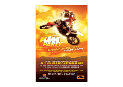 KTM Party Poster Design - Created with Adobe Creative Suite by CJ Mascarelli for GO AZ Motorcycles.