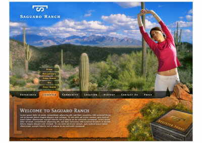 Website Layout created with Adobe Creative Suite by CJ Mascarelli for Saguaro Ranch.
