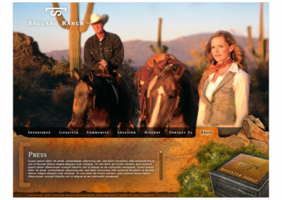 Website Layout created with Adobe Creative Suite by CJ Mascarelli for Saguaro Ranch.