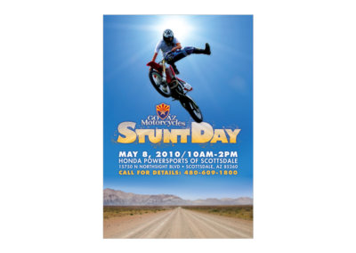 Stunt Day Poster Design - Created with Adobe Creative Suite by CJ Mascarelli for GO AZ Motorcycles.