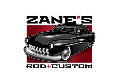 Logo Design created with Adobe Illustrator by CJ Mascarelli for Zane's Rod + Custom.